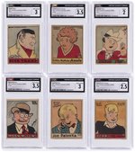 1935 CARTOON COMICS COMPLETE STRIP CARD SET WITH DICK TRACY & OTHERS CGC GRADED.