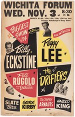 THE DRIFTERS, PEGGY LEE, BILLY ECKSTINE WICHITA, KANSAS 1954 CONCERT POSTER.