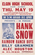 HANK SNOW ELGIN, ILLINOIS 1955 CONCERT POSTER.