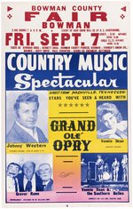 JOHNNY WESTERN & VONNIE DEAN NORTH DAKOTA FAIR 1956 CONCERT POSTER.