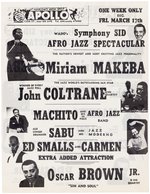 JOHN COLTRANE APOLLO THEATER HARLEM, NEW YORK 1961 CONCERT HANDBILL.