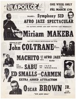 JOHN COLTRANE APOLLO THEATER HARLEM, NEW YORK 1961 CONCERT HANDBILL.