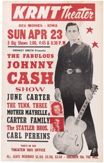 JOHNNY CASH 1967 KRNT THEATER DES MOINES, IOWA CONCERT POSTER.