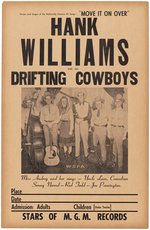 HANK WILLIAMS & HIS DRIFTING COWBOYS 1949 TOUR BLANK CONCERT POSTER.