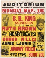 BB KING AND RUTH BROWN 1957 CHATTANOOGA, TENNESSEE MULTI-ACT BOXING STYLE CONCERT POSTER.