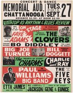 THE CLOVERS, BO DIDDLEY & ETTA JAMES CHATTANOOGA, TENNESSEE 1955 CONCERT POSTER.