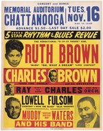 MUDDY WATERS, RAY CHARLES, RUTH BROWN CHATTANOOGA, TENNESSEE 1954 CONCERT POSTER.