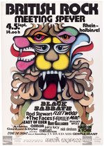 BLACK SABBATH, FLEETWOOD MAC, ROD STEWART BRITISH ROCK MEETING SPEYER, WEST GERMANY 1971 CONCERT POSTER.