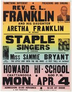 ARETHA FRANKLIN CHATTANOOGA, TENNESSEE HOWARD HI SCHOOL 1960 CONCERT POSTER.