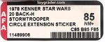 STAR WARS (1978) - STORMTROOPER 20 BACK-H (BOBA FETT OFFER) AFA 85 NM+ (CIRCLE EXTENSION STICKER, SINGLE HIGHEST GRADED).