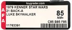 STAR WARS (1979) - LUKE SKYWALKER 21 BACK-A AFA 85 NM+ (NONE HIGHER IN POP).