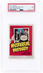 1975 TOPPS HYSTERICAL HISTORY UNOPENED TEST WAX PACK PSA 7 NM.