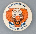 HAKE COLLECTION RARE BOZO DOLL BUTTON.