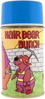 "HAIR BEAR BUNCH" UNUSED METAL LUNCHBOX WITH THERMOS.