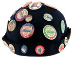 "USA" VINTAGE BEANIE WITH OVER 30 1930s-1940s BUTTONS.