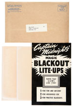 CAPTAIN MIDNIGHT "MAGIC BLACKOUT LITE-UPS" FOLDER/GLOW SHEETS W/ENVELOPE.