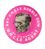 "BUY U.N.C.L.E. BUBBLEGUM" 1960s ENGLISH BUTTON.