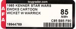 STAR WARS: EWOKS (1985) - WICKET W. WARRICK AFA 85 NM+ (CLEAR BLISTER, NONE HIGHER IN POP).