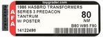 TRANSFORMERS (1986) SERIES 3 PREDACON - TRANTRUM AFA 80 NM (W/POSTER).