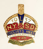 BEAUTIFUL 1937 ENGLISH CORONATION CYCLING BADGE.