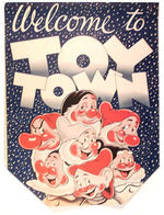 "TOY TOWN"  TWO-SIDED STORE SIGN FEATURING THE SEVEN DWARFS.