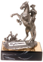 "THE LONE RANGER" LIMITED EDITION PEWTER FIGURE BY RICKER AND SIGNED BY CLAYTON MOORE.