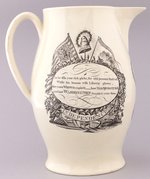 "JOHN ADAMS PRESIDENT OF THE UNITED STATES" LIVERPOOL CREAMWARE JUG.