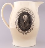 THOMAS JEFFERSON PORTRAIT "HERCULANEUM POTTERY" LIVERPOOL CREAMWARE JUG.