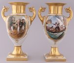 WASHINGTON & LAFAYETTE FRENCH POLYCHROME PORTRAIT VASE PAIR.