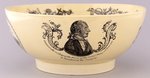 WASHINGTON, FRANKLIN & ADAMS LIVERPOOL CREAMWARE PUNCH BOWL.