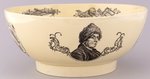 WASHINGTON, FRANKLIN & ADAMS LIVERPOOL CREAMWARE PUNCH BOWL.