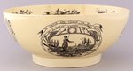 WASHINGTON, FRANKLIN & ADAMS LIVERPOOL CREAMWARE PUNCH BOWL.