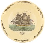 WASHINGTON, FRANKLIN & ADAMS LIVERPOOL CREAMWARE PUNCH BOWL.