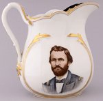 LINCOLN & GRANT HAND PAINTED PORCELAIN PORTRAIT PITCHER.