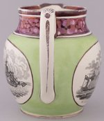 WAR OF 1812 NAVAL BATTLES APPLE GREEN & PINK LUSTER STAFFORDSHIRE PITCHER.