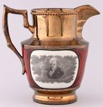 "GENERAL JACKSON - HERO OF NEW ORLEANS" COPPER LUSTER RED ACCENT PITCHER.
