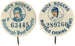 "BUCK ROGERS" PAIR OF COMIC STRIP EARLY 1930s NEWSPAPER ISSUED BUTTONS.