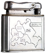 NICKEL-PLATED CIGARETTE LIGHTER W/MAP OF EUROPE.