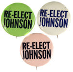 LBJ TRIO OF 1968 SUPPORT BUTTONS.
