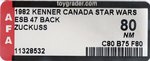STAR WARS: THE EMPIRE STRIKES BACK (1982) - ZUCKUSS 47 BACK AFA 80 NM (KENNER CANADA, NONE HIGHER IN POP).