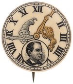 BRYAN RARE CORNUCOPIA & LION 16 TO 1 CLOCKFACE PORTRAIT BUTTON UNLISTED IN HAKE.