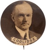 COOLIDGE 1924 LARGEST VARIETY SEPIA TONED REAL PHOTO BUTTON.