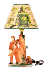 "DAVY CROCKETT" FIGURAL LAMP WITH SHADE.