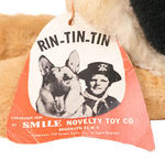 "RIN TIN TIN" VINYL/PLUSH STUFFED DOLL WITH COLLAR AND TAG.