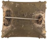 HARRISON 1840 LOG CABIN & CIDER BARREL BROOCH UNUSUAL CHAMPAGNE GOLD.