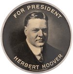"FOR PRESIDENT HERBERT HOOVER" 4" 1928 TIN FRAMED PIN-BACK BADGE.