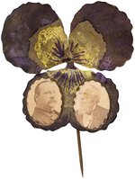 CLEVELAND & THURMAN 1888 PANSY FLOWER JUGATE BADGE.