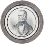 CLAY AND WASHINGTON C. 1844 PEWTER RIM CAMPAIGN BADGE.