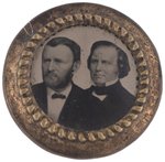 GRANT & WILSON 1872 CONJOINED JUGATE FERROTYPE BRASS SHELL BADGE.