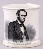 "PRESIDENT ABRAHAM LINCOLN" CIVIL WAR ERA SOFT-PASTE STAFFORDSHIRE MUG.